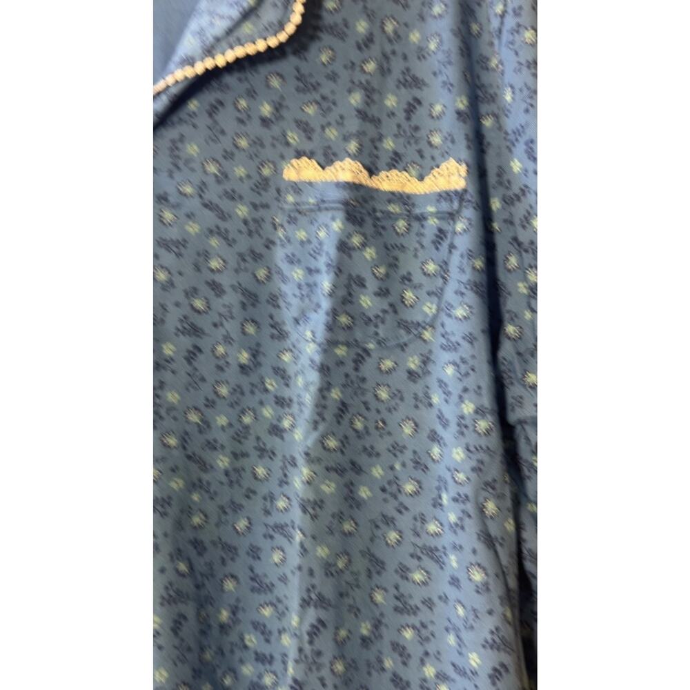 Secret Treasures Pajama Set XL 16-18 Blue Floral Button Front Cotton Blend - Picture 4 of 9